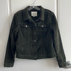 Per Se Women’s Forest Green Corduroy Front Button Jacket w/ Breast Pockets - L